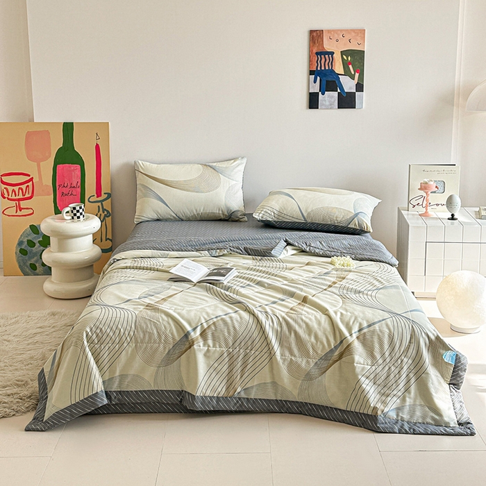 91家纺网 家纺一手货源 找家纺 宝士康家纺 2026新款10A抗菌全棉夏被四件套（床笠款）名爵黄