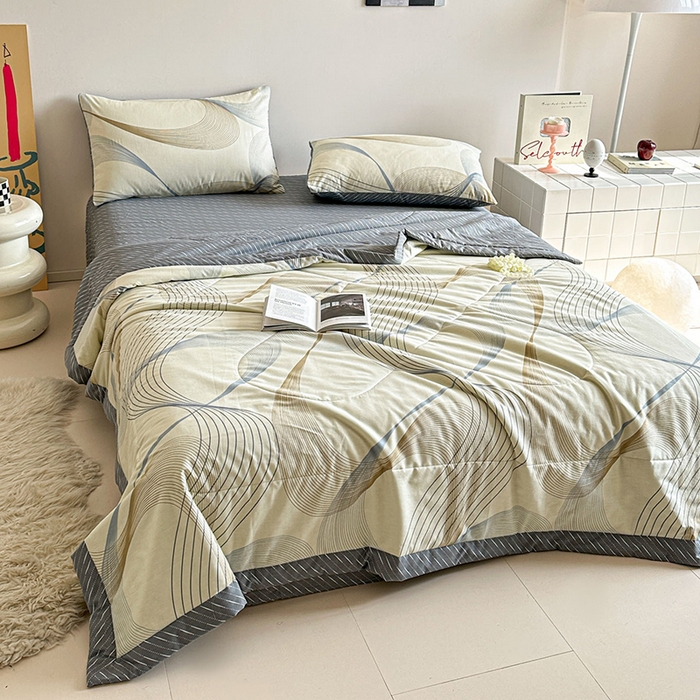 91家纺网 家纺一手货源 找家纺 宝士康家纺 2026新款10A抗菌全棉夏被四件套（床笠款）名爵黄