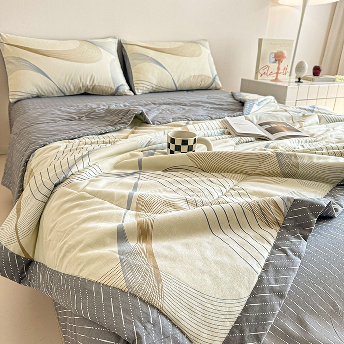 91家纺网 家纺一手货源 找家纺 宝士康家纺 2026新款10A抗菌全棉夏被四件套（床笠款）名爵黄
