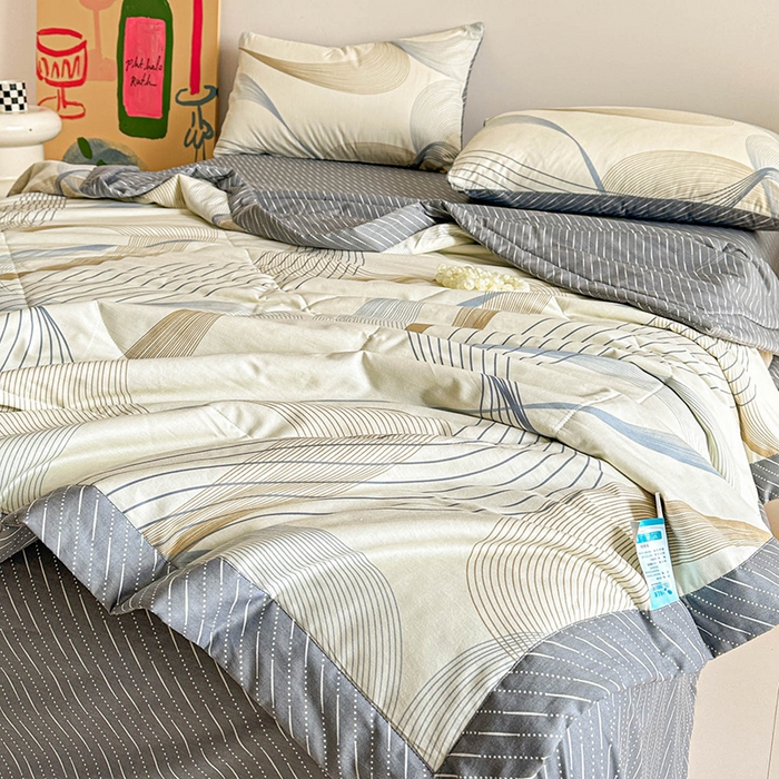 91家纺网 家纺一手货源 找家纺 宝士康家纺 2026新款10A抗菌全棉夏被四件套（床笠款）名爵黄