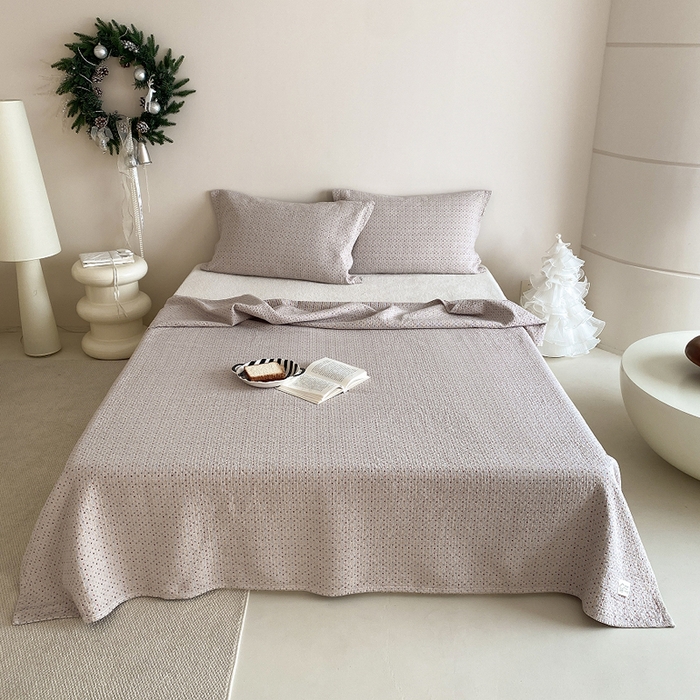 91家纺网 家纺一手货源 找家纺 （总）麻依 2026新款安心棉床盖三件全棉四层纱布床单系列