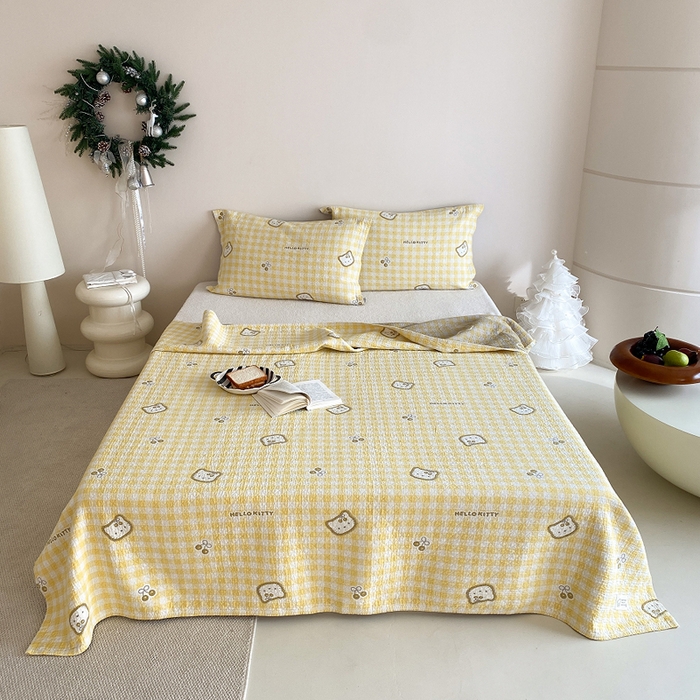 91家纺网 家纺一手货源 找家纺 （总）麻依 2026新款安心棉床盖三件全棉四层纱布床单系列