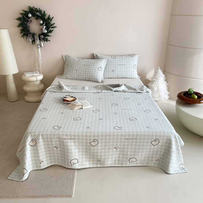 91家纺网 家纺一手货源 找家纺 （总）麻依 2026新款安心棉床盖三件全棉四层纱布床单系列