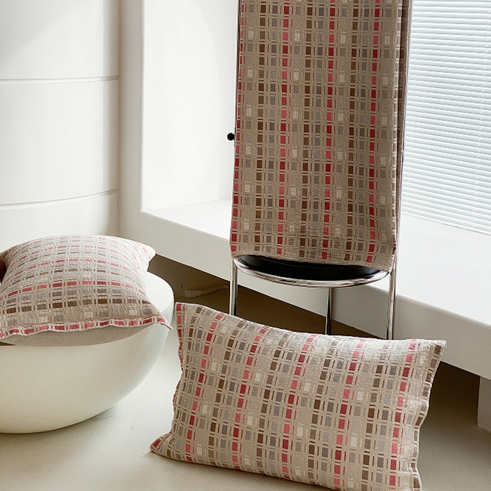 91家纺网 家纺一手货源 找家纺 麻依 2026新款安心棉床盖三件全棉四层纱布床单系列 方格-彩色