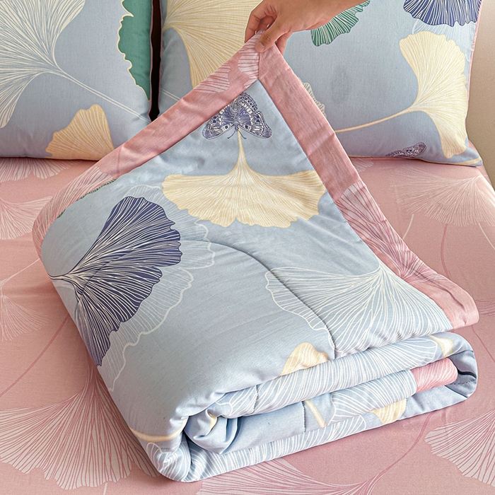 宝士康家纺 2026新款10A抗菌全棉夏被四件套（床笠款）蝶舞杏运