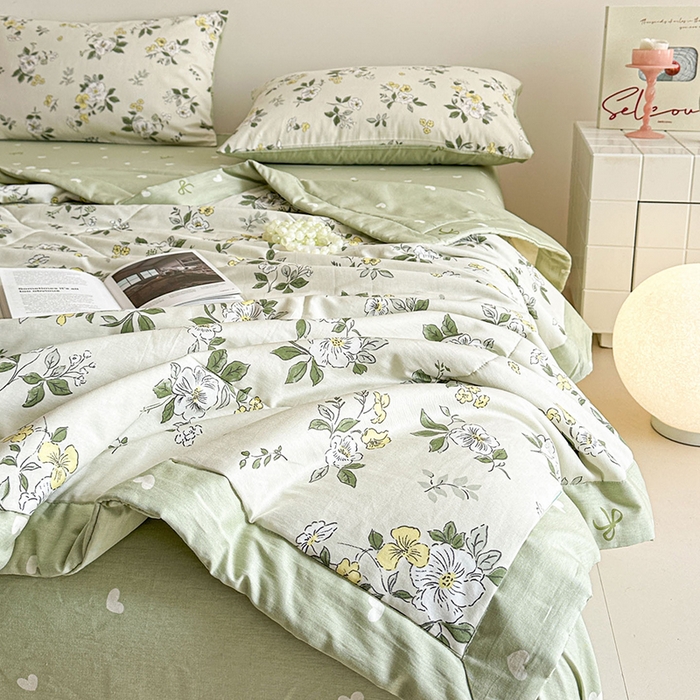 91家纺网 家纺一手货源 找家纺 宝士康家纺 2026新款10A抗菌全棉夏被四件套（床笠款）花香雪