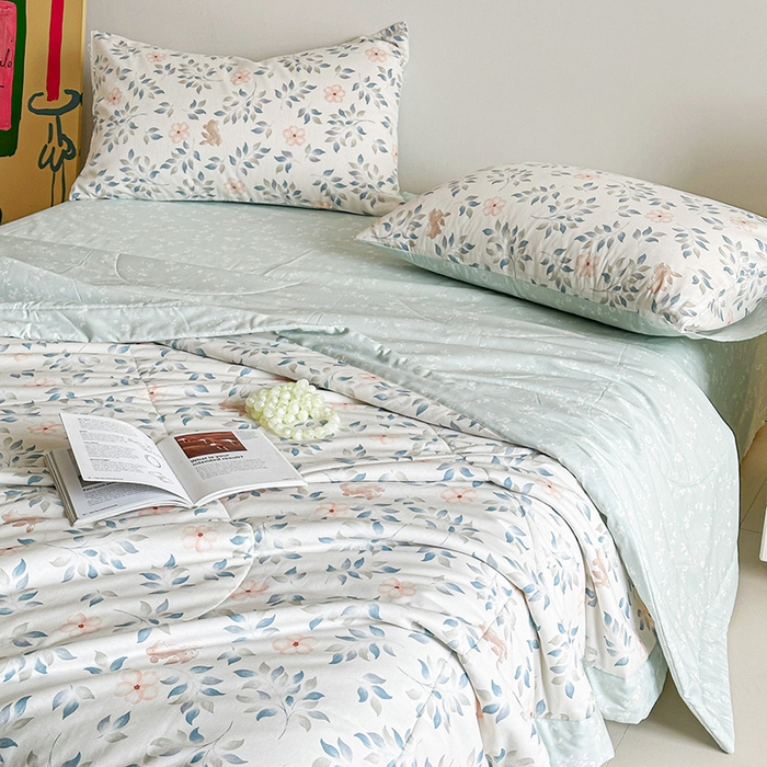 91家纺网 家纺一手货源 找家纺 宝士康家纺 2026新款10A抗菌全棉夏被四件套（床笠款）沁心田园