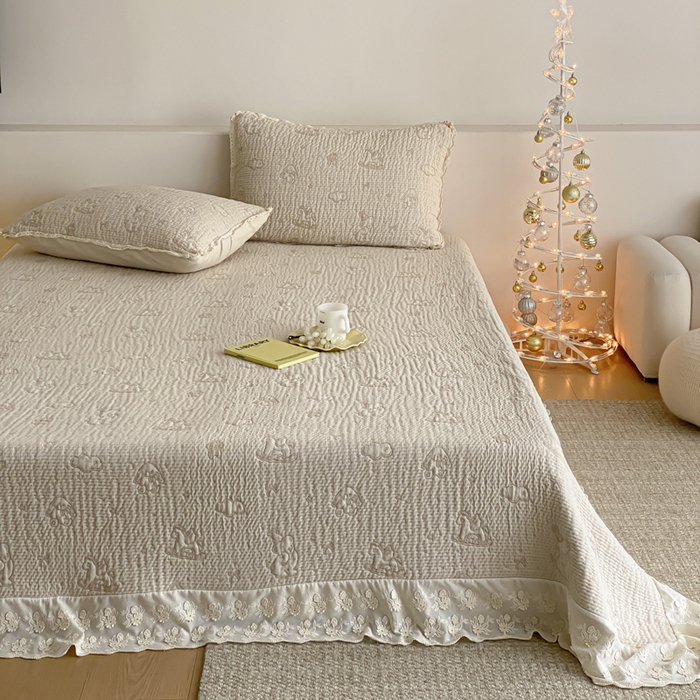 91家纺网 家纺一手货源 找家纺 （总）麻依 2026新款韩国花边床盖三件套系列