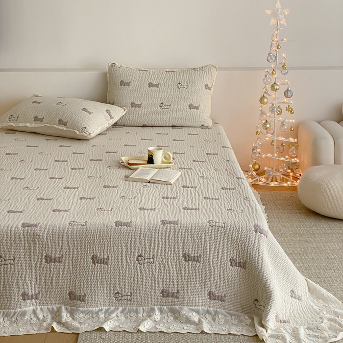 91家纺网 家纺一手货源 找家纺 （总）麻依 2026新款韩国花边床盖三件套系列