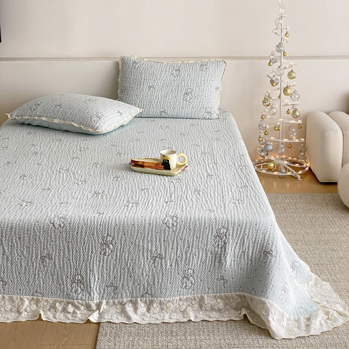 91家纺网 家纺一手货源 找家纺 （总）麻依 2026新款韩国花边床盖三件套系列