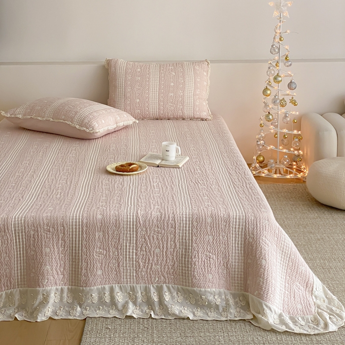 91家纺网 家纺一手货源 找家纺 （总）麻依 2026新款韩国花边床盖三件套系列