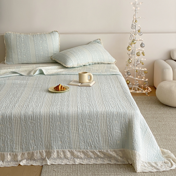 91家纺网 家纺一手货源 找家纺 （总）麻依 2026新款韩国花边床盖三件套系列