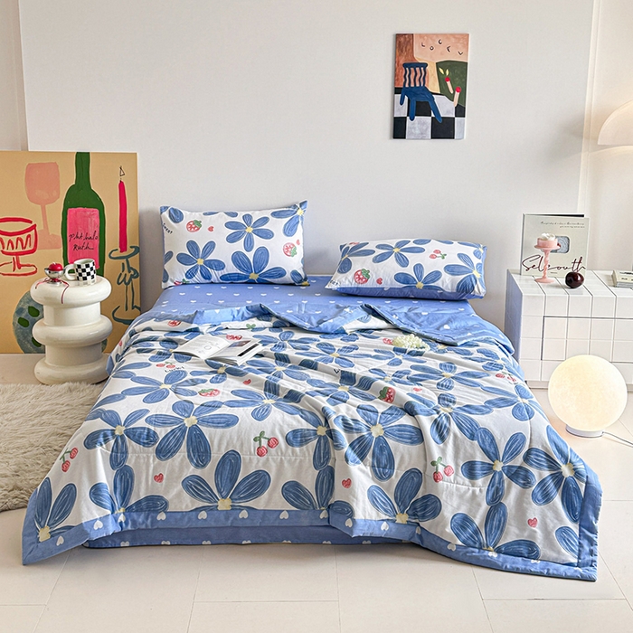 91家纺网 家纺一手货源 找家纺 宝士康家纺 2026新款10A抗菌全棉夏被四件套（床笠款）小情调