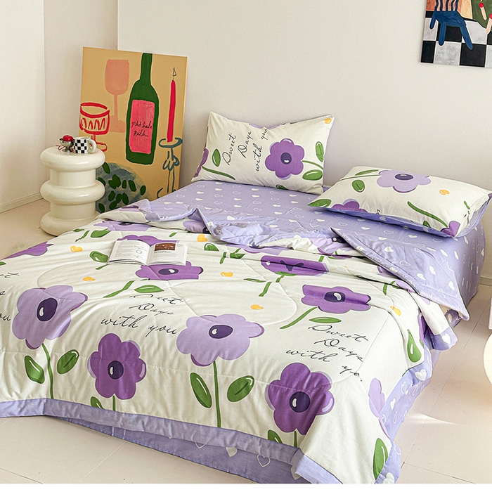 91家纺网 家纺一手货源 找家纺 宝士康家纺 2026新款10A抗菌全棉夏被四件套（床笠款）幽梦紫曦