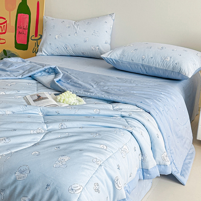 91家纺网 家纺一手货源 找家纺 宝士康家纺 2026新款10A抗菌全棉夏被四件套（床笠款）布偶小熊