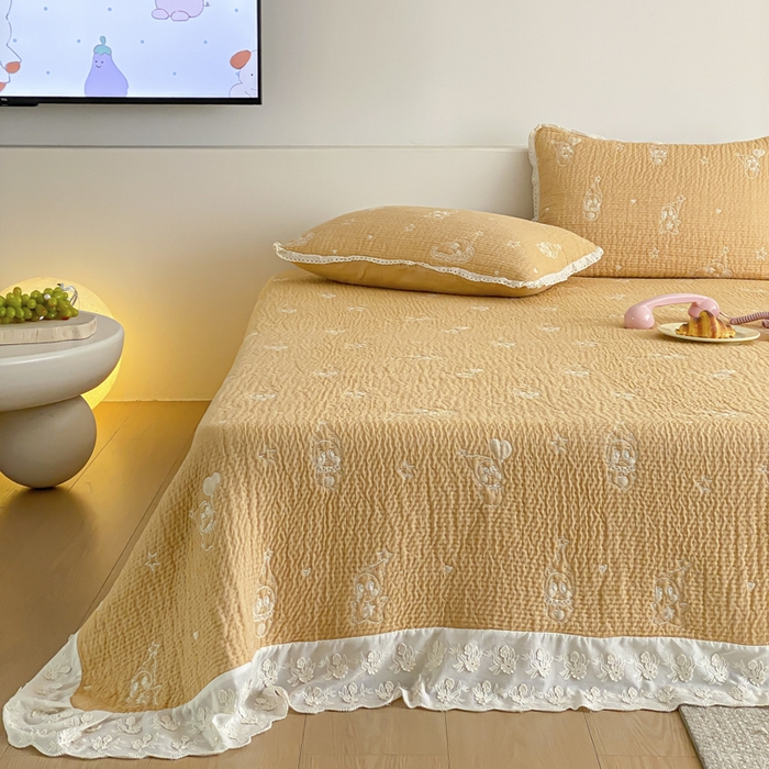 91家纺网 家纺一手货源 找家纺 麻依 2026新款韩国花边床盖三件套系列 星宝