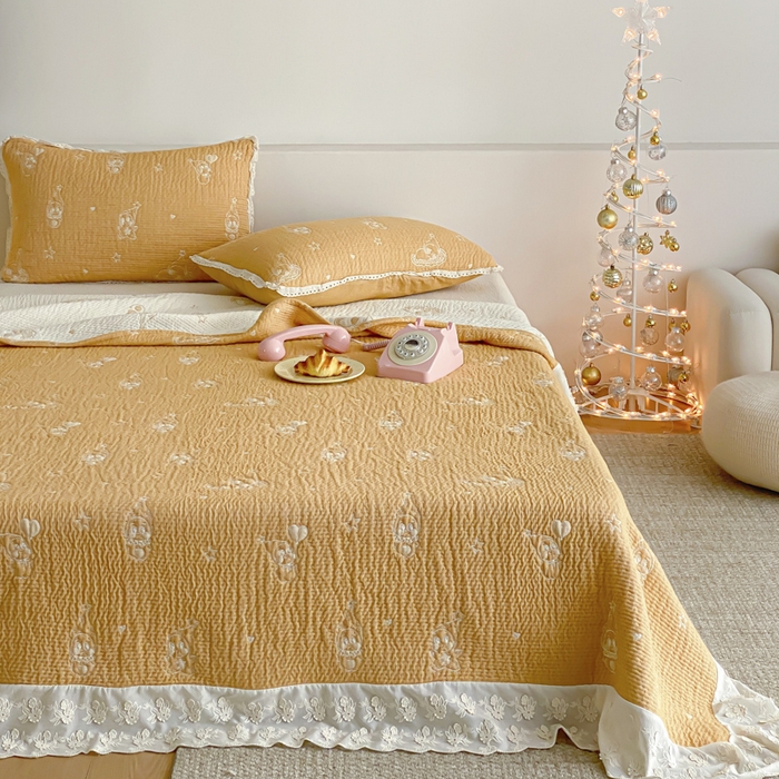 91家纺网 家纺一手货源 找家纺 麻依 2026新款韩国花边床盖三件套系列 星宝