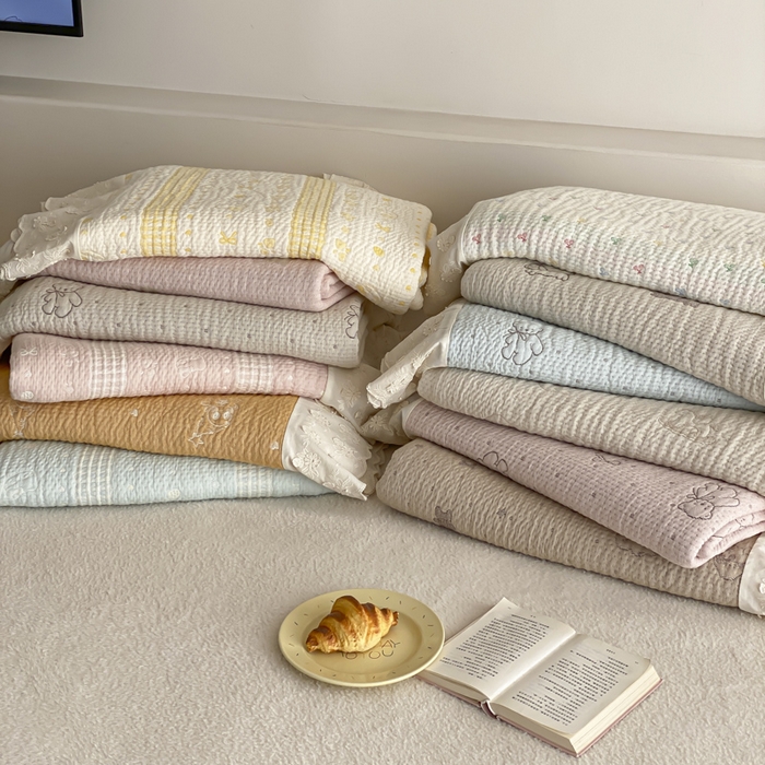 91家纺网 家纺一手货源 找家纺 麻依 2026新款韩国花边床盖三件套系列 组合图