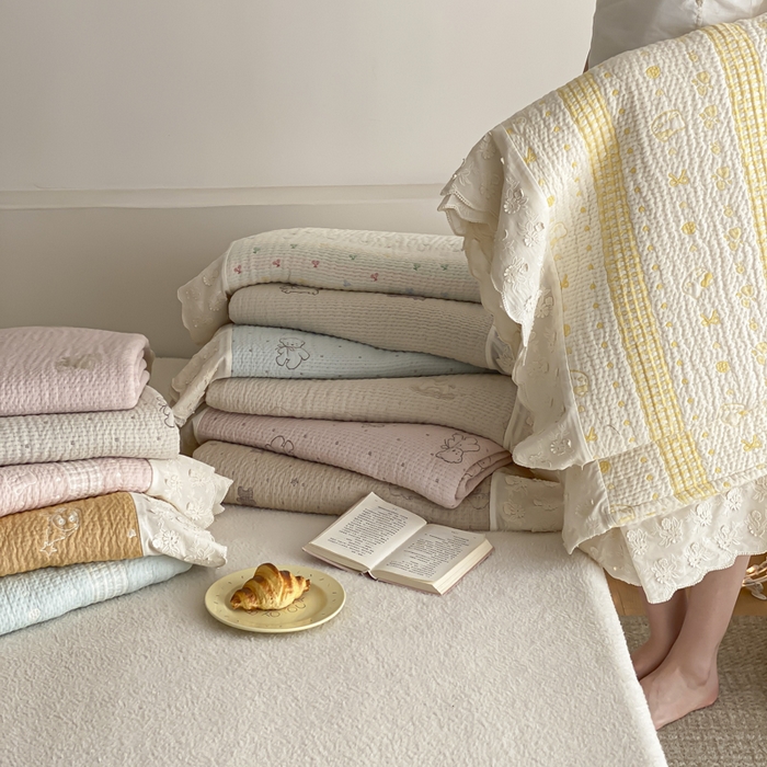 91家纺网 家纺一手货源 找家纺 麻依 2026新款韩国花边床盖三件套系列 组合图