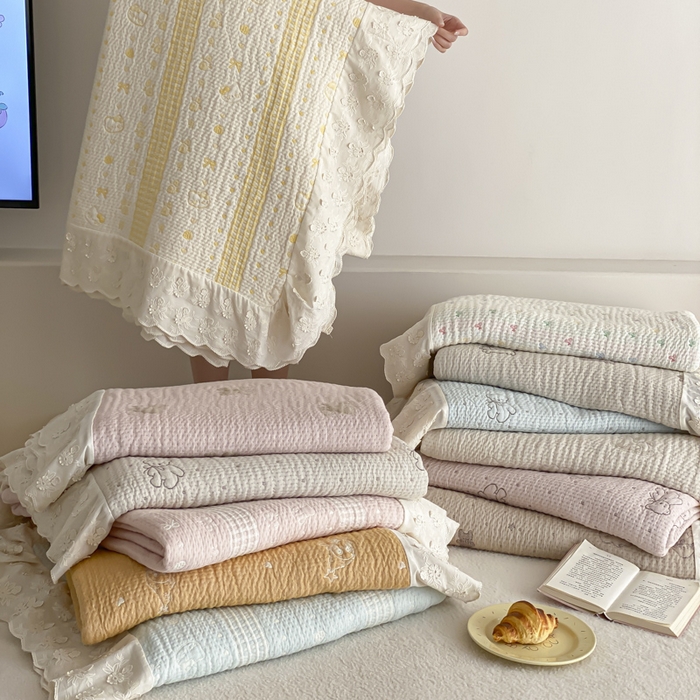 91家纺网 家纺一手货源 找家纺 麻依 2026新款韩国花边床盖三件套系列 组合图