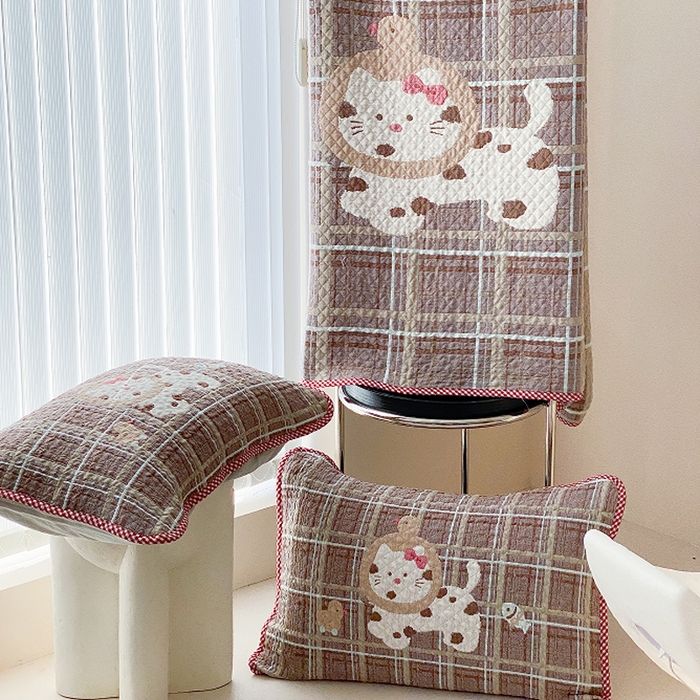 91家纺网 家纺一手货源 找家纺 麻依 2026新款软萌纱布床盖三件套系列 斑点小猫