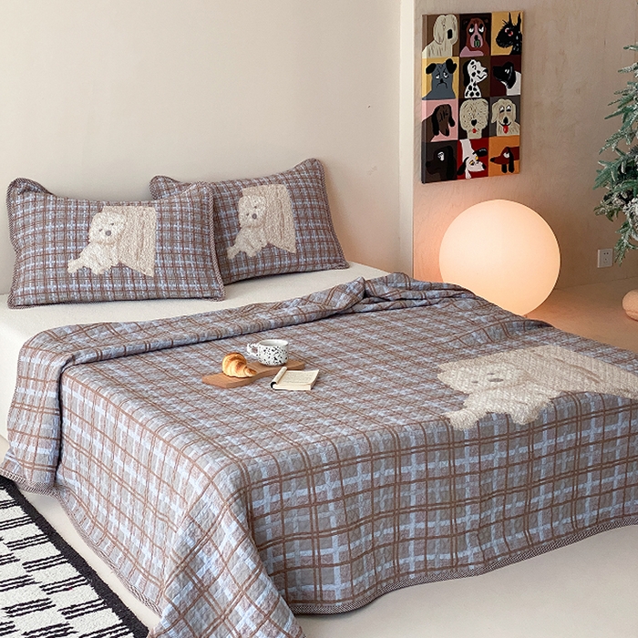 91家纺网 家纺一手货源 找家纺 麻依 2026新款软萌纱布床盖三件套系列 博美