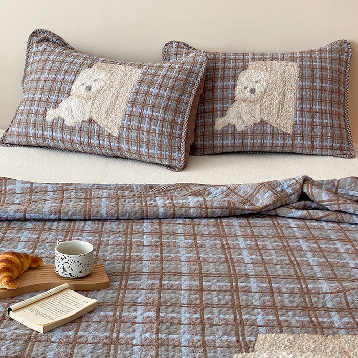 91家纺网 家纺一手货源 找家纺 麻依 2026新款软萌纱布床盖三件套系列 博美