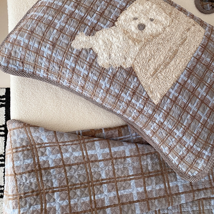 91家纺网 家纺一手货源 找家纺 麻依 2026新款软萌纱布床盖三件套系列 博美