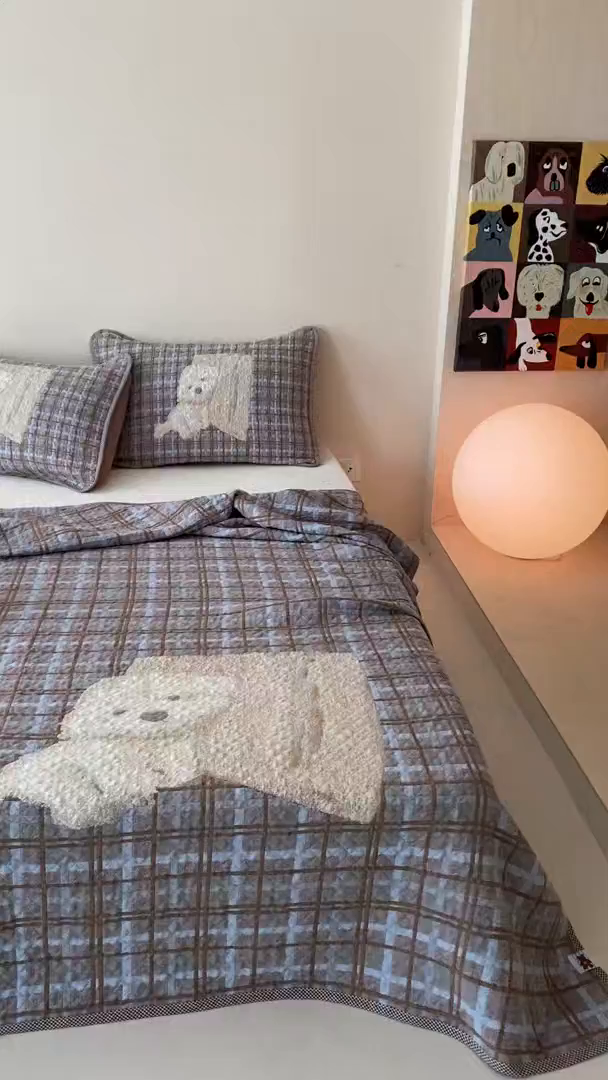 91家纺网 家纺一手货源 找家纺 麻依 2026新款软萌纱布床盖三件套系列 博美