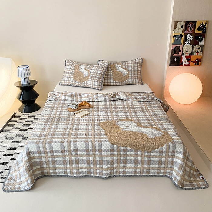 麻依 2026新款软萌纱布床盖三件套系列 懒床小狗