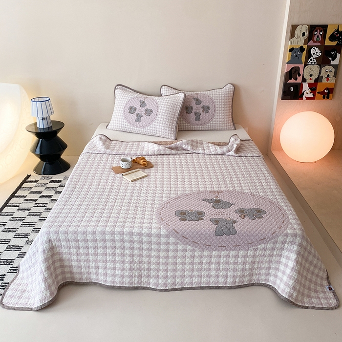 麻依 2026新款软萌纱布床盖三件套系列 乐园小象