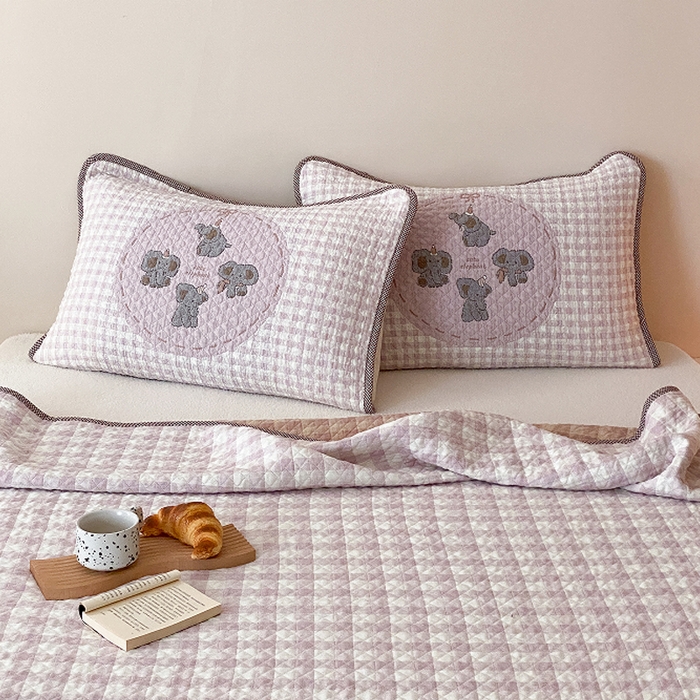 91家纺网 家纺一手货源 找家纺 麻依 2026新款软萌纱布床盖三件套系列 乐园小象