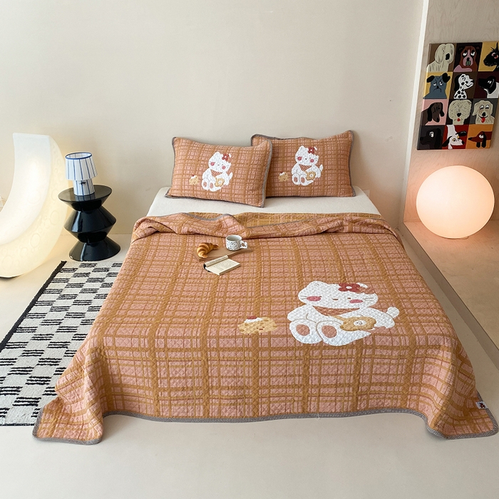 麻依 2026新款软萌纱布床盖三件套系列 胖胖猫