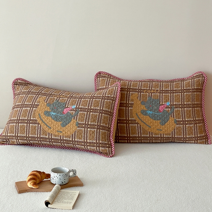 91家纺网 家纺一手货源 找家纺 麻依 2026新款软萌纱布床盖三件套系列 香蕉小猫