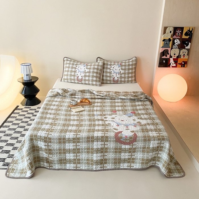 麻依 2026新款软萌纱布床盖三件套系列 杂技萌宠