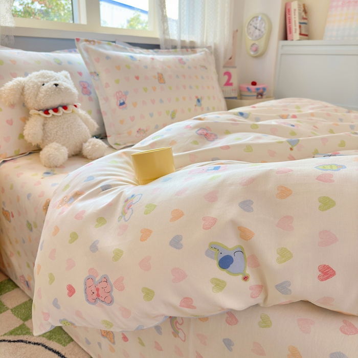 91家纺网 家纺一手货源 找家纺 拾物记 2026新款第二批A类新疆全棉12868四件套系列（提供买家秀和A类质检报告） 爱心动物园