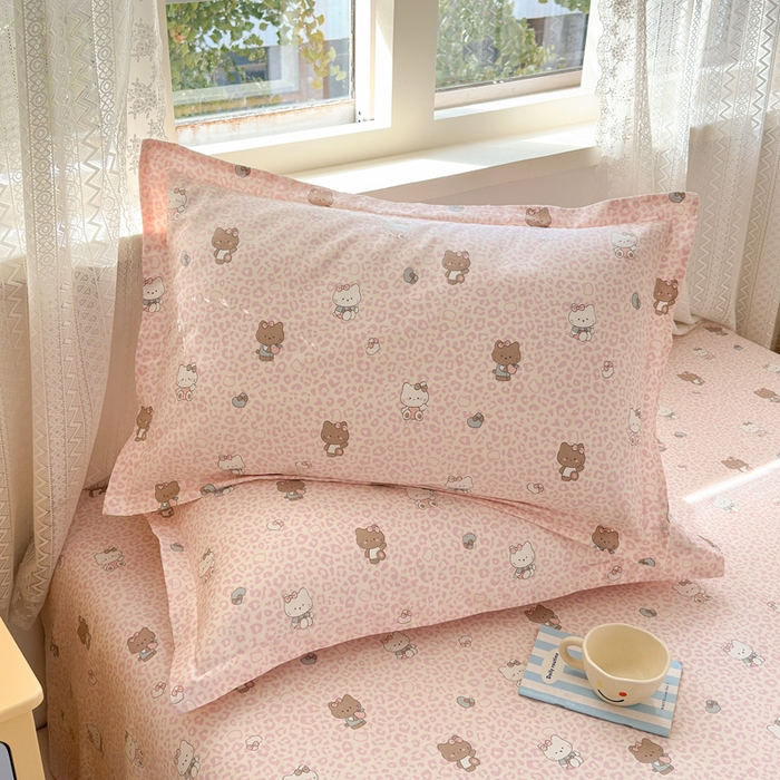 91家纺网 家纺一手货源 找家纺 拾物记 2026新款第二批A类新疆全棉12868四件套系列（提供买家秀和A类质检报告） 豹纹KT粉