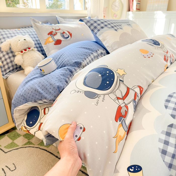 91家纺网 家纺一手货源 找家纺 拾物记 2026新款第二批A类新疆全棉12868四件套系列（提供买家秀和A类质检报告） 飞向太空