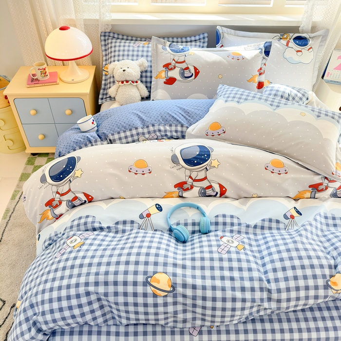 91家纺网 家纺一手货源 找家纺 拾物记 2026新款第二批A类新疆全棉12868四件套系列（提供买家秀和A类质检报告） 飞向太空