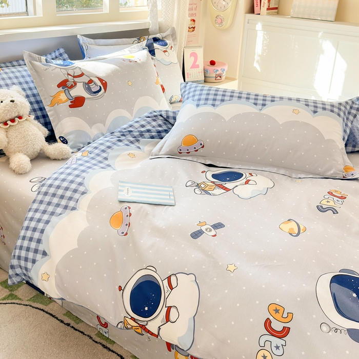 91家纺网 家纺一手货源 找家纺 拾物记 2026新款第二批A类新疆全棉12868四件套系列（提供买家秀和A类质检报告） 飞向太空