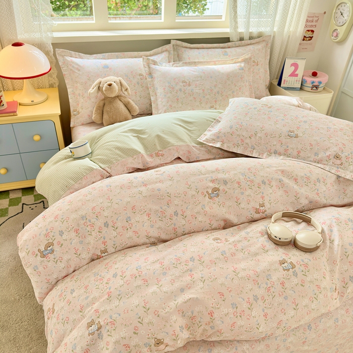 91家纺网 家纺一手货源 找家纺 拾物记 2026新款第二批A类新疆全棉12868四件套系列（提供买家秀和A类质检报告） 甜莓手记-粉