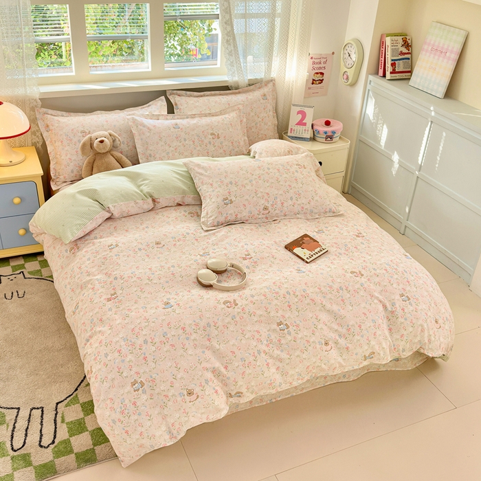 91家纺网 家纺一手货源 找家纺 拾物记 2026新款第二批A类新疆全棉12868四件套系列（提供买家秀和A类质检报告） 甜莓手记-粉