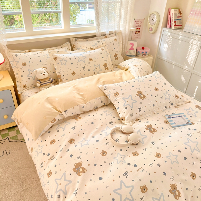 91家纺网 家纺一手货源 找家纺 拾物记 2026新款第二批A类新疆全棉12868四件套系列（提供买家秀和A类质检报告） 小熊天文馆