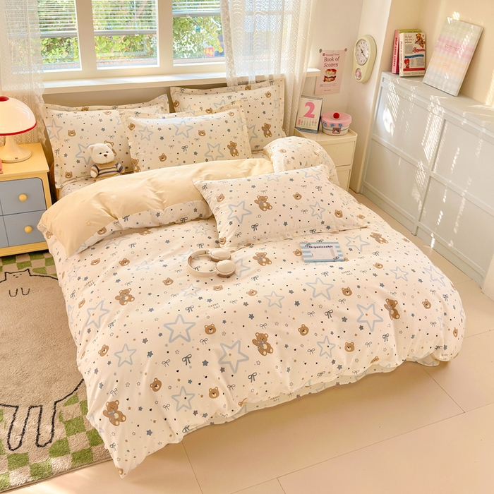 91家纺网 家纺一手货源 找家纺 拾物记 2026新款第二批A类新疆全棉12868四件套系列（提供买家秀和A类质检报告） 小熊天文馆