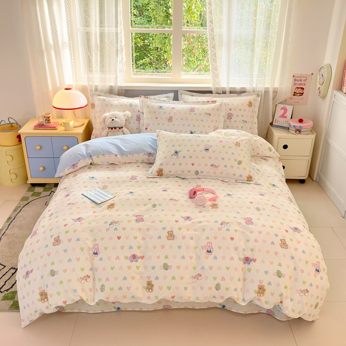 91家纺网 家纺一手货源 找家纺 拾物记 2026新款第二批A类新疆全棉12868单品被套系列（提供买家秀和A类质检报告） 爱心动物园