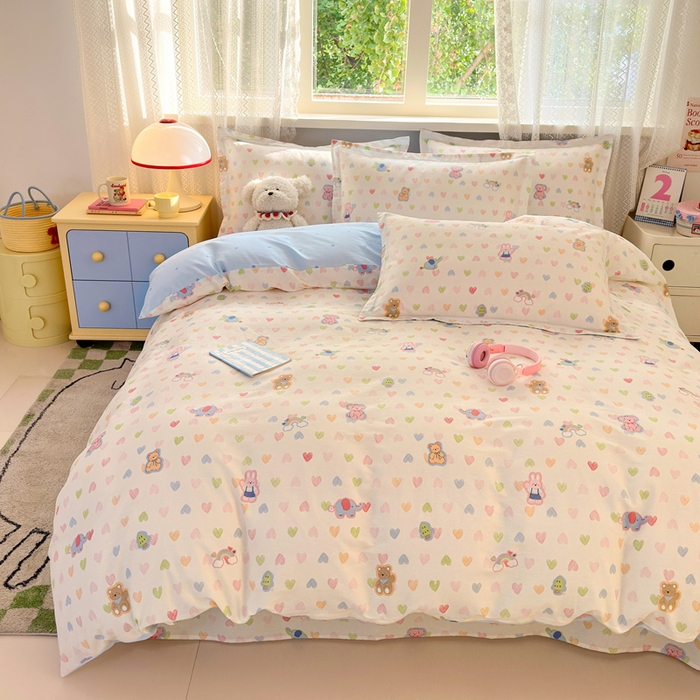 91家纺网 家纺一手货源 找家纺 拾物记 2026新款第二批A类新疆全棉12868单品被套系列（提供买家秀和A类质检报告） 爱心动物园