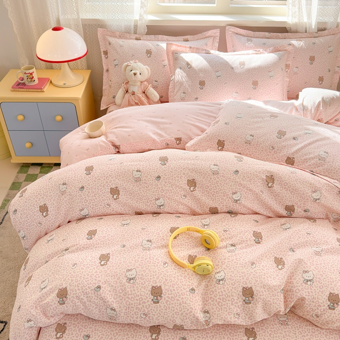 91家纺网 家纺一手货源 找家纺 拾物记 2026新款第二批A类新疆全棉12868单品被套系列（提供买家秀和A类质检报告） 豹纹KT粉