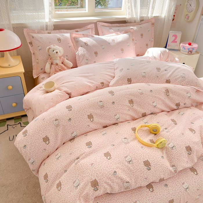 91家纺网 家纺一手货源 找家纺 拾物记 2026新款第二批A类新疆全棉12868单品被套系列（提供买家秀和A类质检报告） 豹纹KT粉