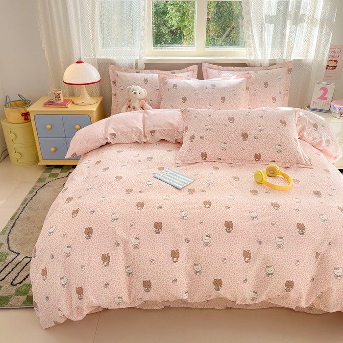 91家纺网 家纺一手货源 找家纺 拾物记 2026新款第二批A类新疆全棉12868单品被套系列（提供买家秀和A类质检报告） 豹纹KT粉