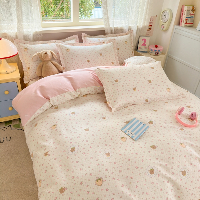 91家纺网 家纺一手货源 找家纺 拾物记 2026新款第二批A类新疆全棉12868单品被套系列（提供买家秀和A类质检报告） 小熊花园